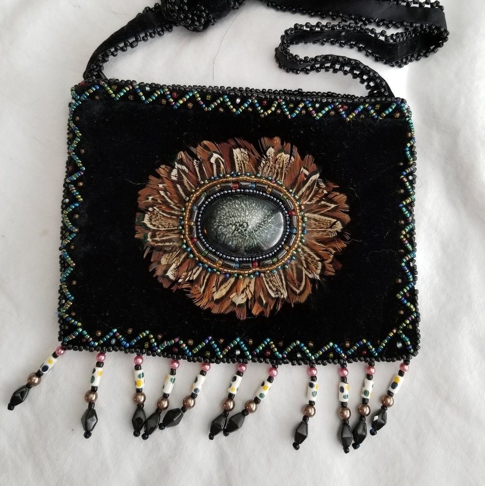 Boho feather clutch